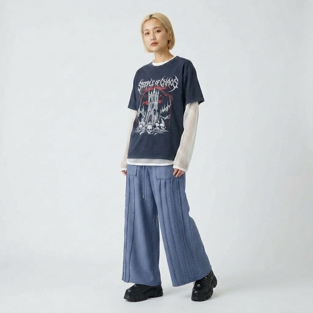 ワイドパンツ 加工後（モデル着用イメージ生成）